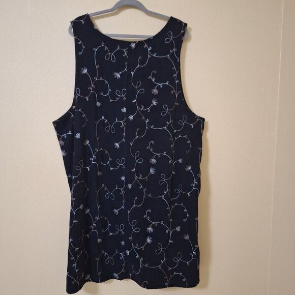Vintage Jenna Lane Black‎ Embroidered Sleeveless Apron 3X Retro Boho Cabincore - Picture 6 of 10